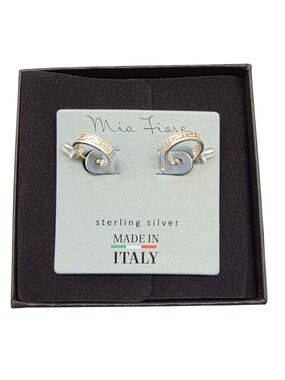 Mia Fiore Sterling Silver Spiral Earrings with Gold Accent